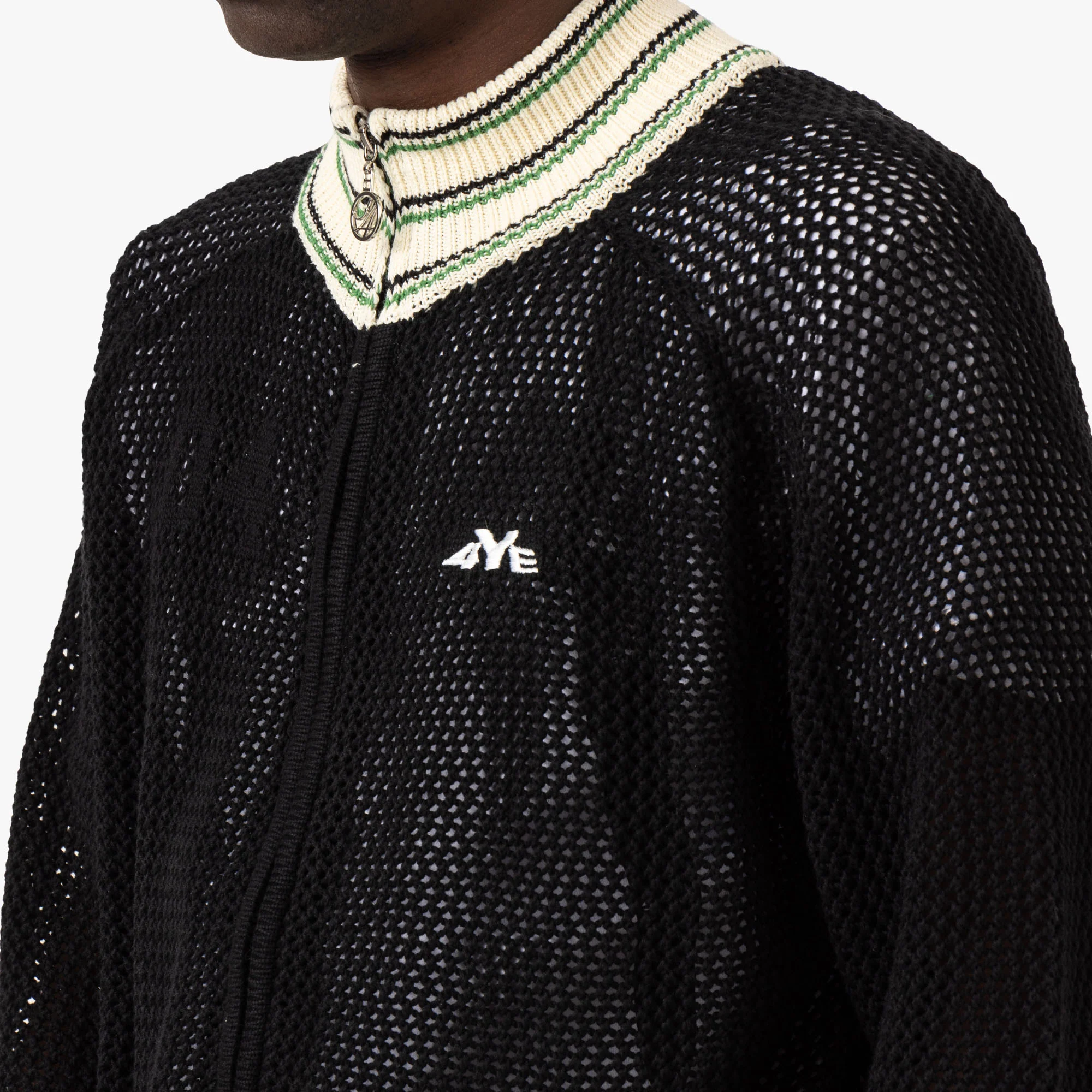 4YE Knit Track Jacket / Black / Green - Image 4