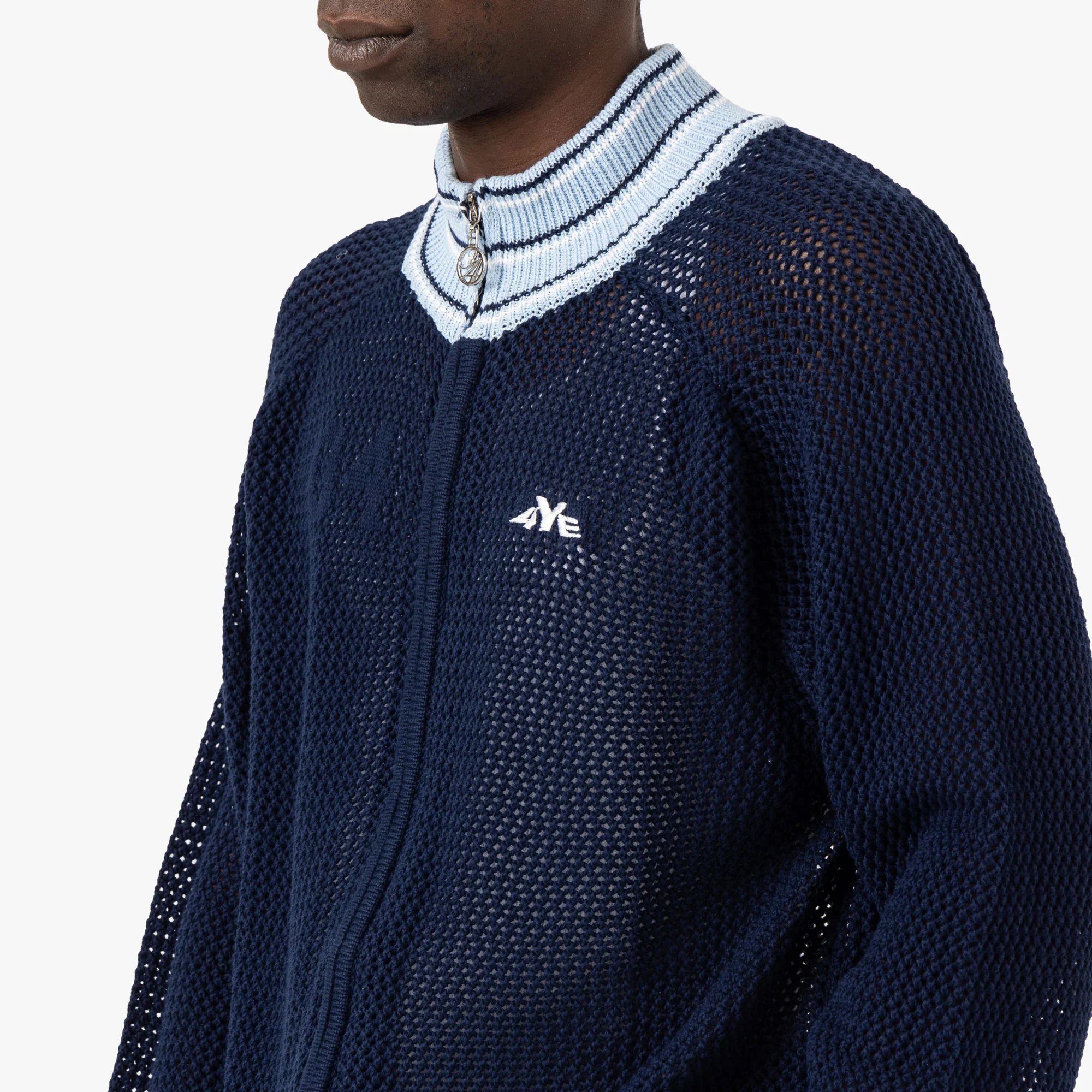 4YE Knit Track Jacket / Navy / White - Image 4