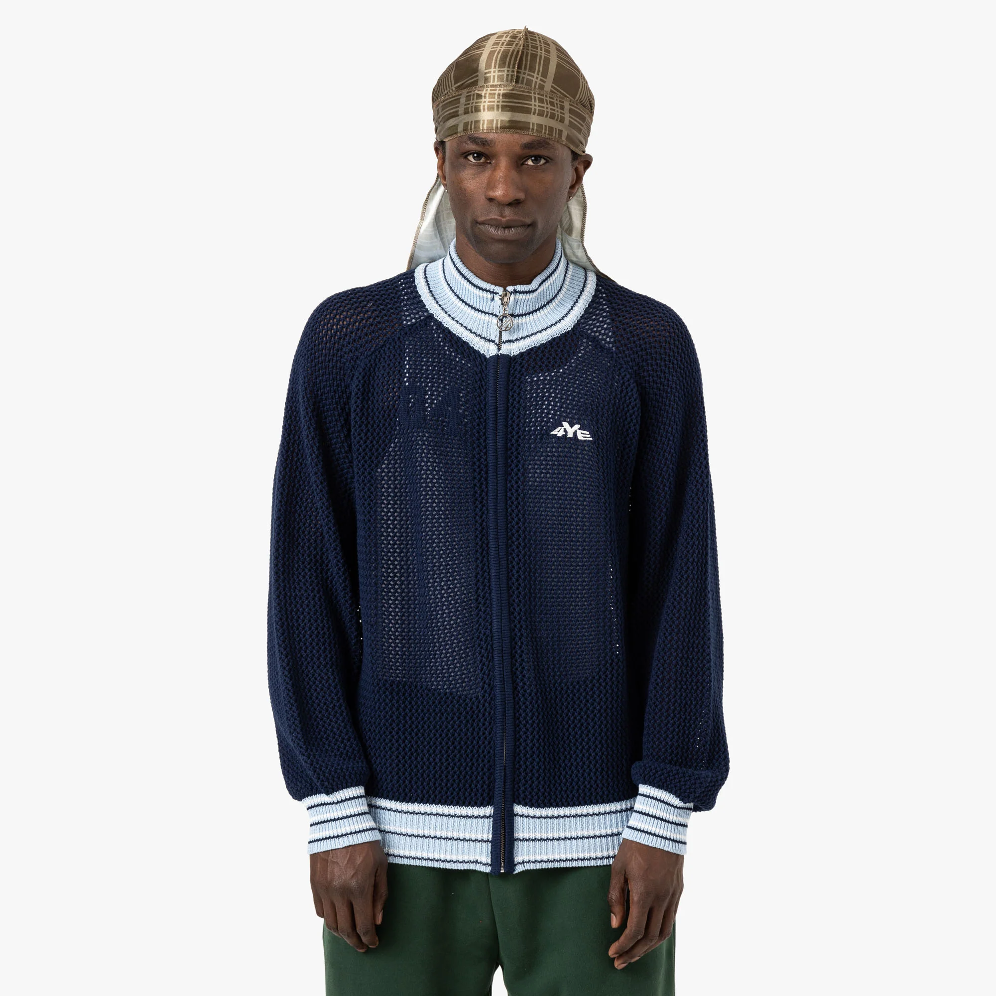 4YE Knit Track Jacket / Navy / White - Image 6