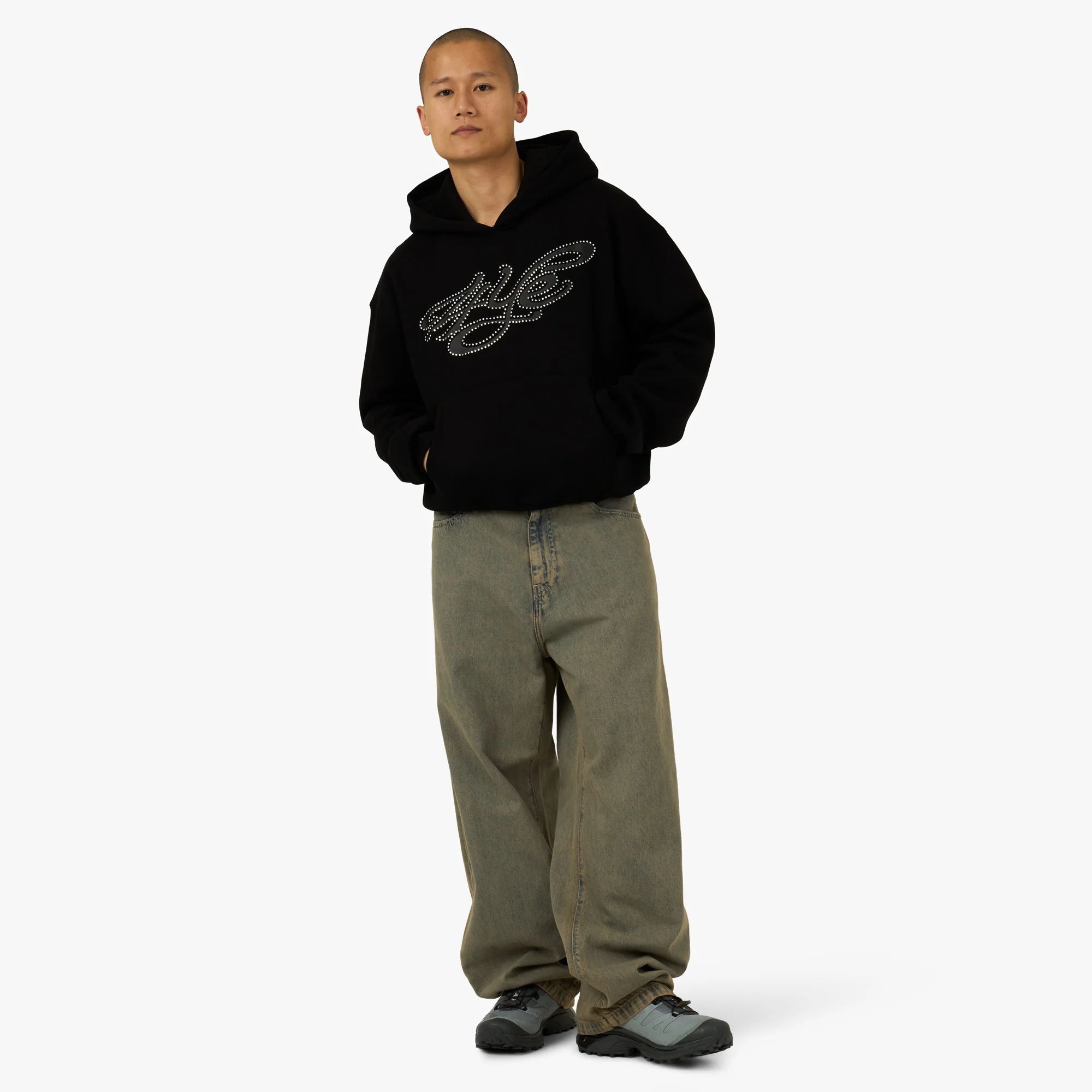 4YE Signature Rhinestone Hoodie Black - Image 6