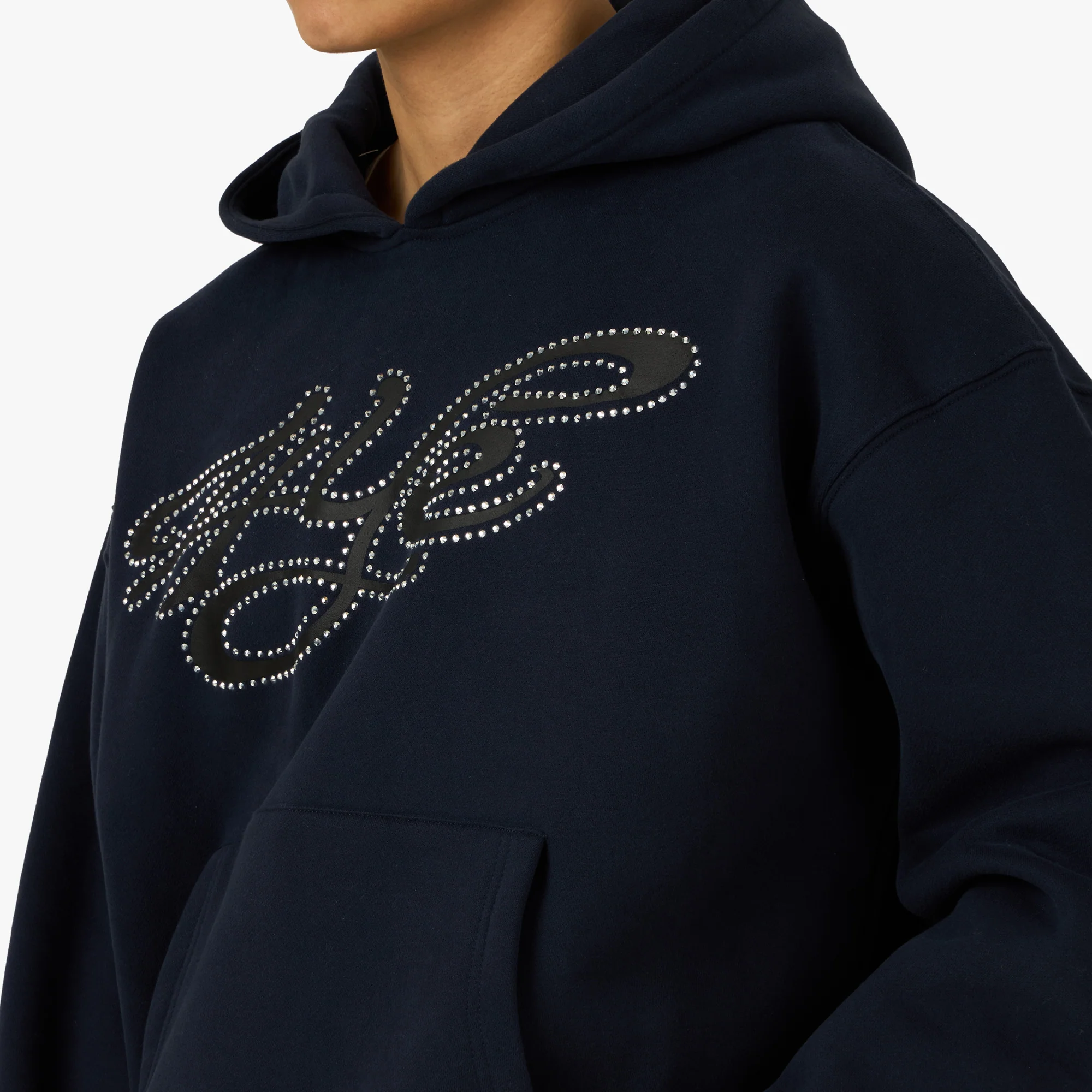4YE Signature Rhinestone Hoodie Navy - Image 4