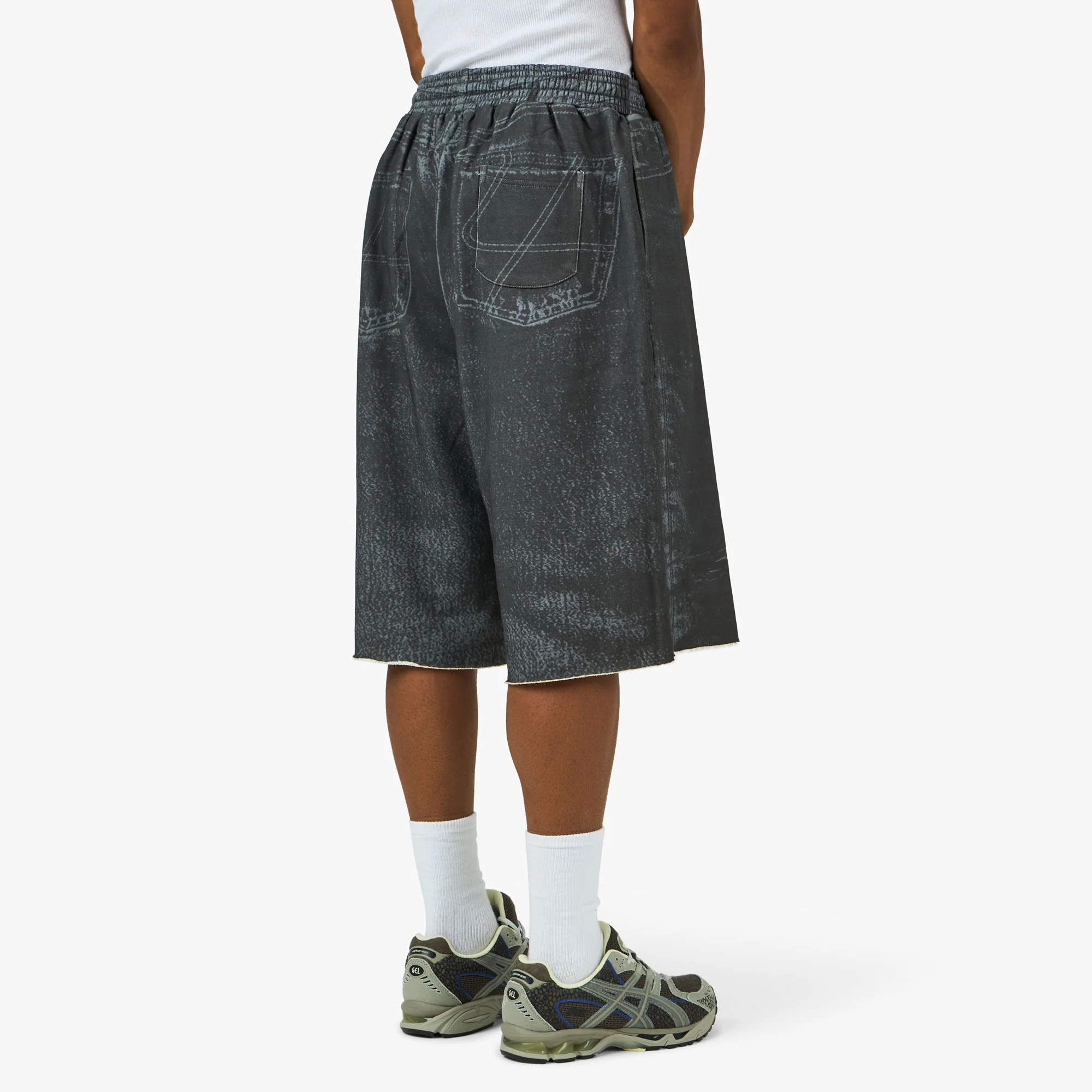 4YE Trompe L'oeil Denim Shorts Grey - Image 3